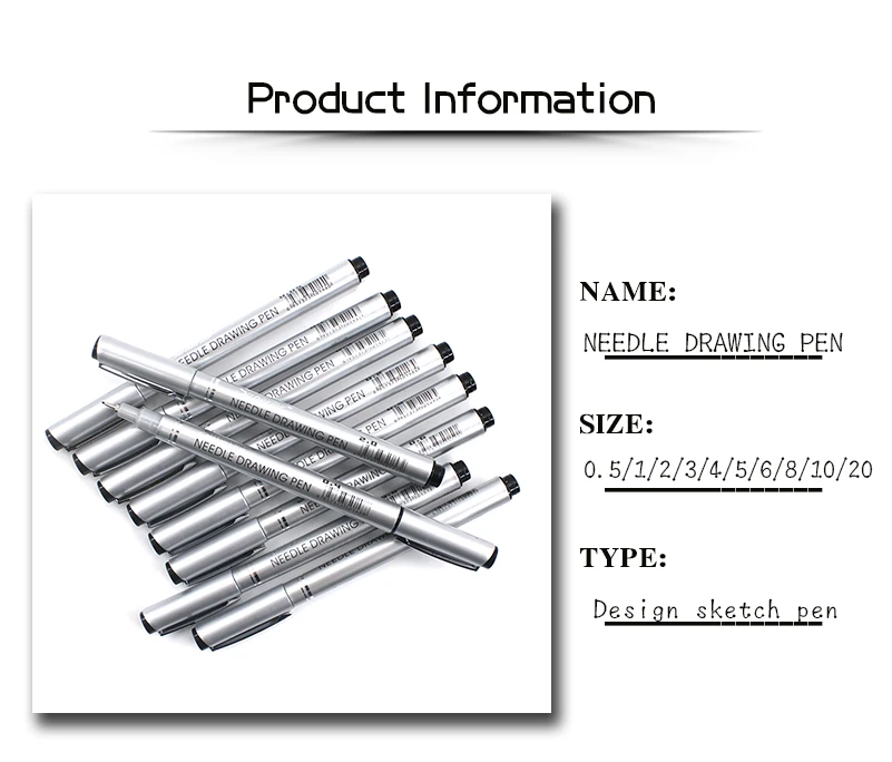 10 наконечников для микроновой иглы, ручка для рисования, водостойкие пигменты, тонкие линии, эскизы, маркеры, ручка для письма, рисования, ручки аниме
