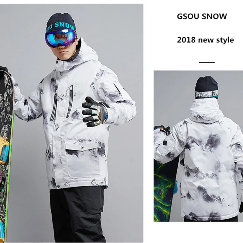 Gsou зимняя брендовая лыжная куртка для мужчин, лыжная спортивная куртка, зимний водонепроницаемый лыжный костюм для отдыха на открытом воздухе, мужская куртка для сноуборда