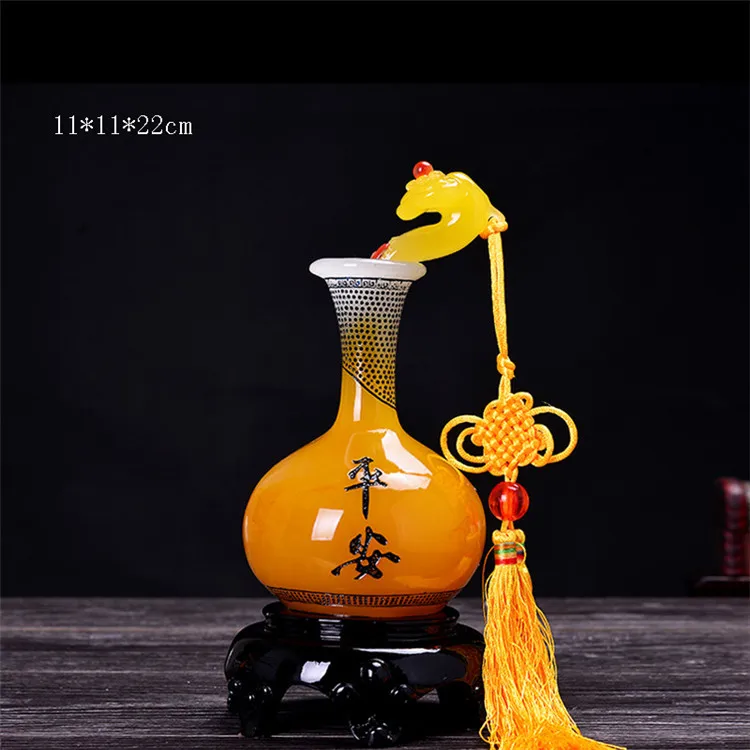Мирная ваза желаний украшения для дома аксессуары ваза статуэтки китайский стиль фэн-шуй ремесла Компания открытие подарки - Цвет: yellow small