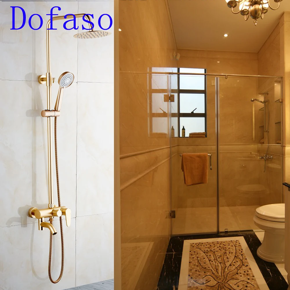  Dofaso Classic gold bathroom rian shower faucet and rose golden shower set with ABS handheld shower