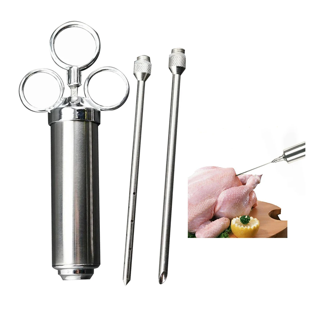 New Arrival Stainless Steel Grill Meat Marinade Injector Syringe Kit