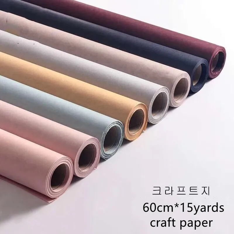 

Solid Color Flowers Wrapping Water Proof Kraft Paper Roll Gift Packing Paper Supplies Materials 60cm*15yards