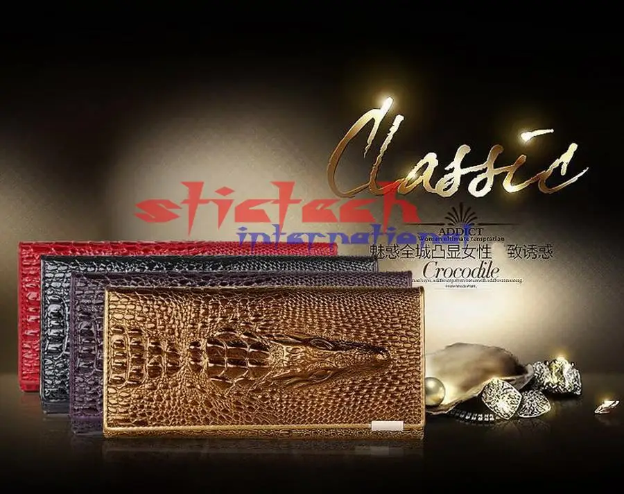 Frauen Crocodile Ems Red Wallet Geldscheinklammer Black red Stücke Dhl Carteira Geldbörse Kopf Feminina 100 3d purple dark Pu blue Oder Durch gold Designer Damentasche Leder Lange XEAqwB0