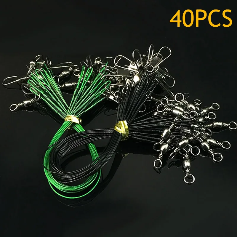 

40 Pcs Fly Fishing Line Connector Leader Wire Assortment Sleeve Stainless Steel Rolling Swivels Accessory 88 XR-Hot