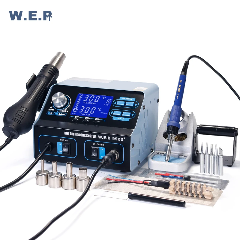 WEP 992D+BGA Rework Station Hot Air Desoldering Iron Soldering Stationin Soldering Stations