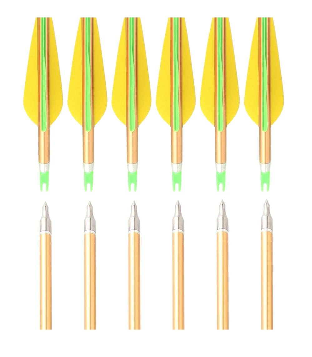 PANDARUS Дартс 30 дюйм(ов) 6/12/24 шт./лот позвоночника 500 Алюминий стрелка с золотой Цвет для изогнутый/соединение луков для охоты стрельба из лука
