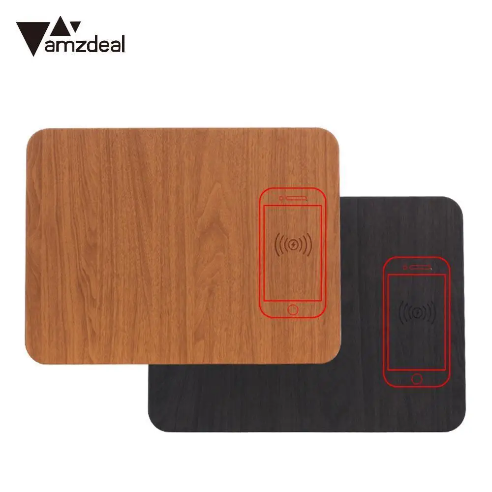 

AMZDEAL QI Wireless Charger Mouse Pad PU Leather Multifunctional Mousepad Wireless Charging Dock for iPhone Samsung