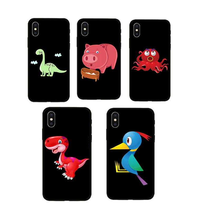 

Cute Cartoon Animal Phone caseFor Soft Phone Case for iPhone 7 8 Plus 6 6 s Plus X Xs Max XR 5 5s SE Cover Cartoon Black TPU