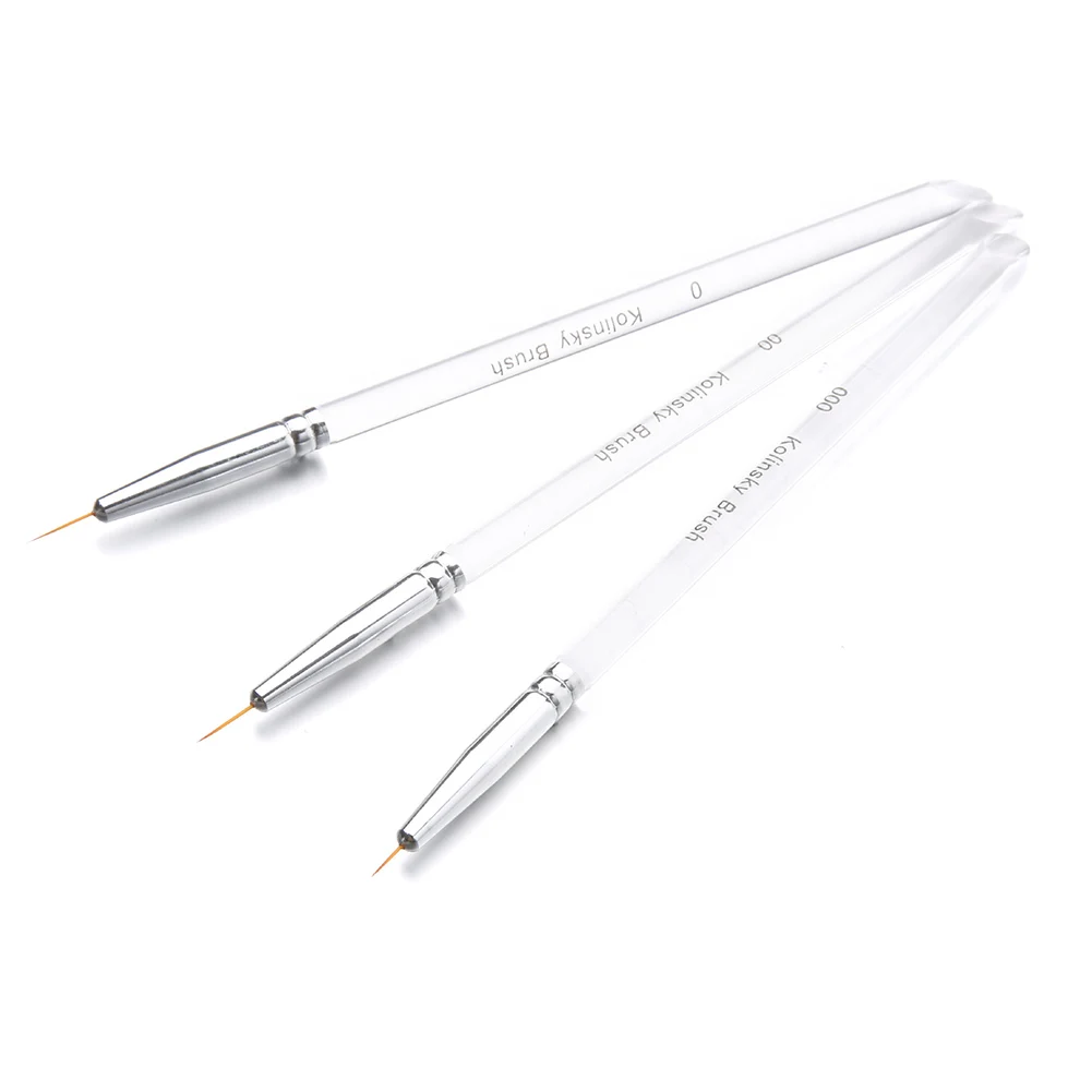

3PCS/Set Acrylic Carving Brushes Drawing Line Flower Nail Art Pen Manicure Tool DIY Craft Fine Transparent Rod Hand Painted