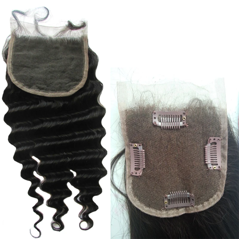 8A 4X4 Clip Cheap Lace Closure Deep Wave Curl Brazilian Virgin Human Hair Closure Top Closures