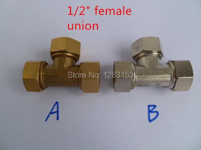 free shipping brass union tee 1 2 inch female Gas pipe joint DN15 chrome and brass