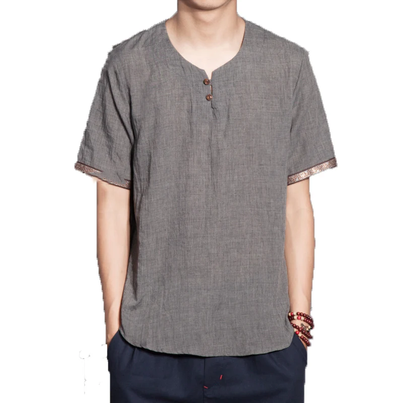 Новый китайский стиль футболка для мужчин Дизайн Lined Shirt Для мужчин короткий рукав Футболка хлопок Костюмы личности футболки Новый китайский стиль футболка для мужчин Дизайн Lined Shirt Для мужчин короткий рукав Футболка хлопок Костюмы личности футболки