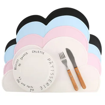 

ideacherry Babies Clouds Silicone Table Mats Nordic Style Waterproof Mobile Platemat for Feeding Anti-slip Kitchen Tableware Pad