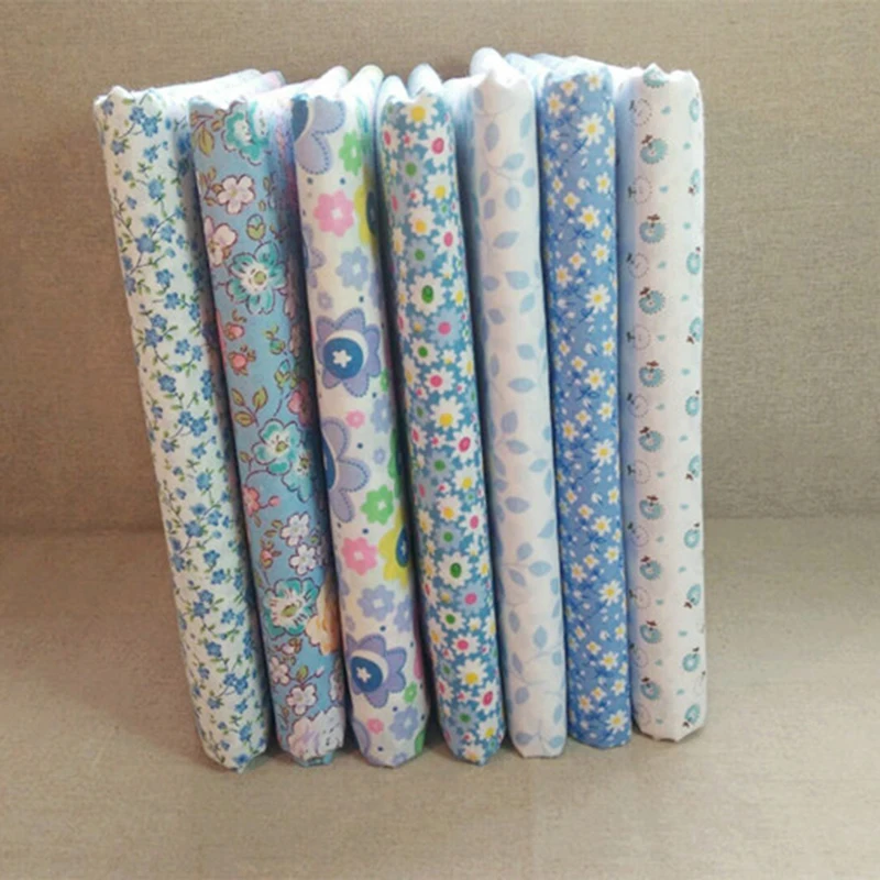 

7 pcs/lot Blue Cotton Fabric fat quarters for Sewing Tilda Doll Cloth DIY Quilting Patchwork Tissue Textile 50cmx50cm $