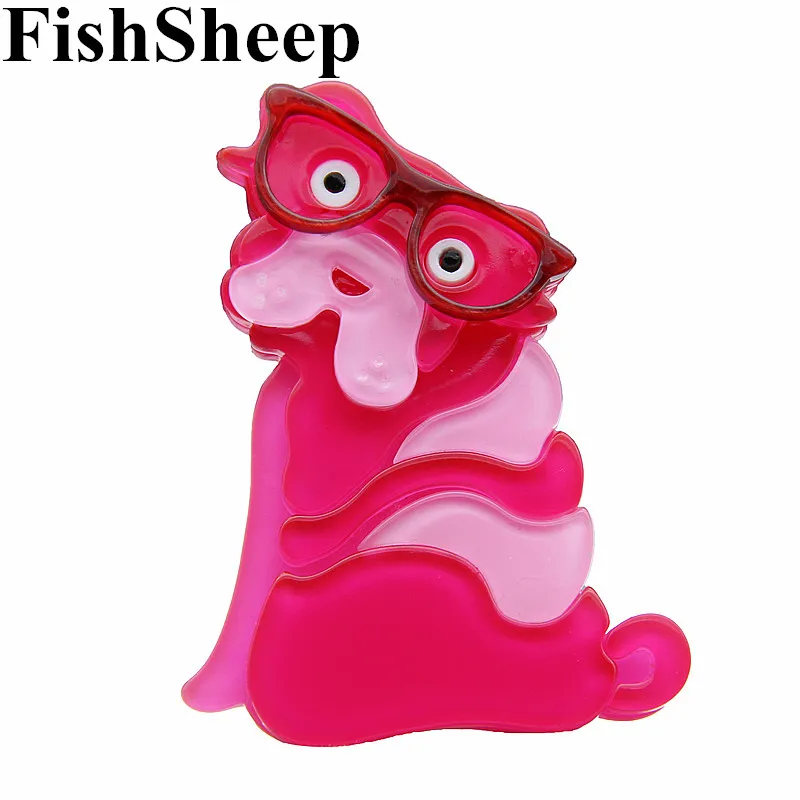 

New Arrival 2 Colors Cute Dog Brooches For Women And Men Acrylic Animal Brooch Broches Lapel Pins Badges Female Decoration Gift