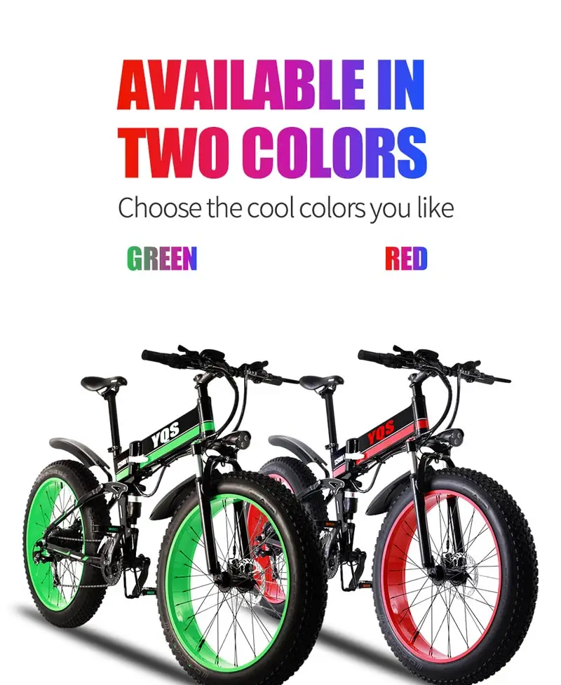 Excellent YQS 1000W Snow ebike Beach Electric bicycle 26 inch 48V  lithium motor bike 6