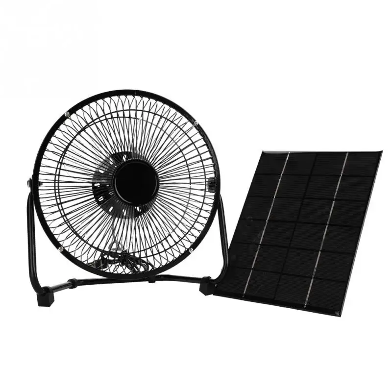 5.2W 6V Solar Panel Fan 8Inch USB Cooling Iron Fan Solar Powered Panel