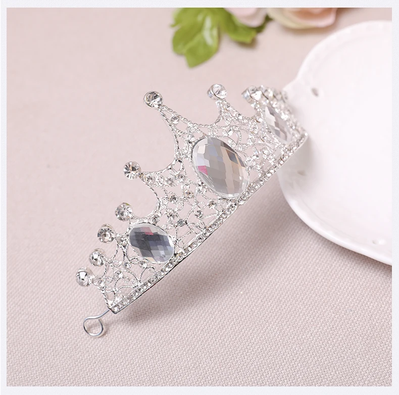 Child crown princess lovely water drill girl hair ornament baby crown little girl hair card head ornament flower girl (11)