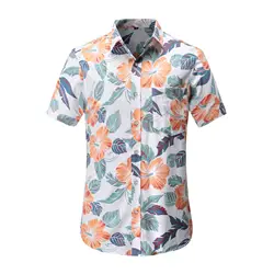Jeetoo 2019 летняя модная мужская s рубашка Slim Fit с коротким рукавом мужские рубашки в цветах одежда тренд мужские повседневные Гавайские