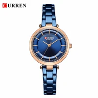 CURREN Women Fashion Watch Creative Lady Casual Watches Stainless Steel Band Stylish Desgin Blue Quartz Watch for Female 1