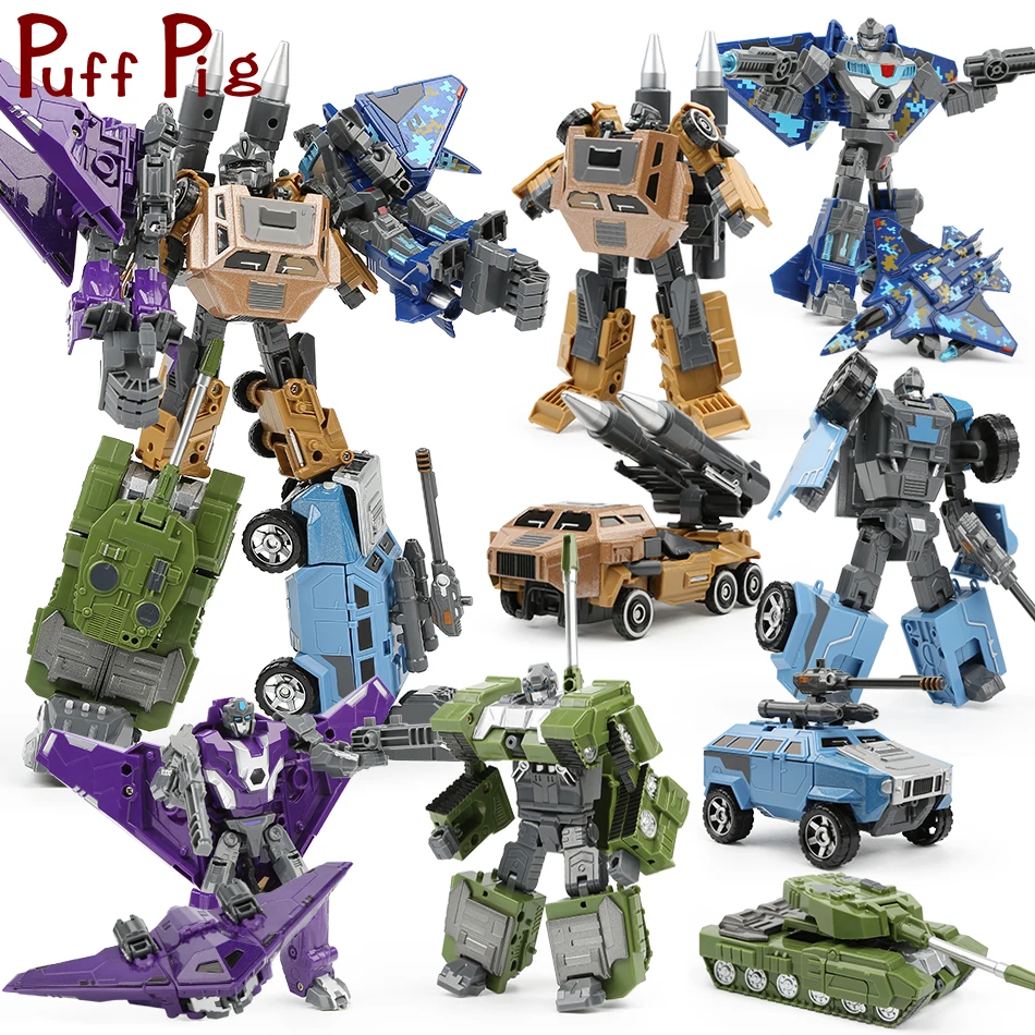 

Creative 5 in 1 Transformation Robot Car Toys Alloy Plastic Anime Action Figures Aircraft Tank Model Gift Toys For Children Boys