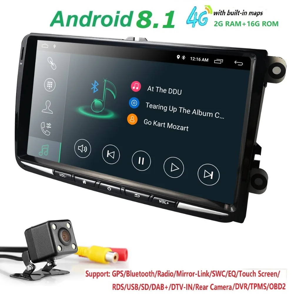 

Hizpo Car Multimedia player Android 8.0 GPS 2 Din Stereo For Volkswagen/VW/POLO/PASSAT/Golf/Skoda/Octavia/Seat/Leon Radio IPS 4g