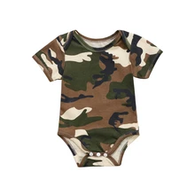 Camuflagem Verão Camo Manga Curta Romper Do Bebê Recém-nascido Da Menina do Menino Macacão Roupas Casuais