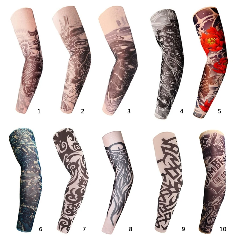 

Body Art Tattoo Arm Sleeve Cover Travel Driving Sport Elbow Protectors Anti-UV