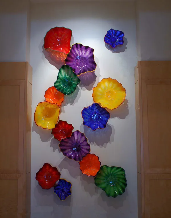 Креативный дизайн, красочное муранское стекло ручной работы, моющие настенные цветок пластины