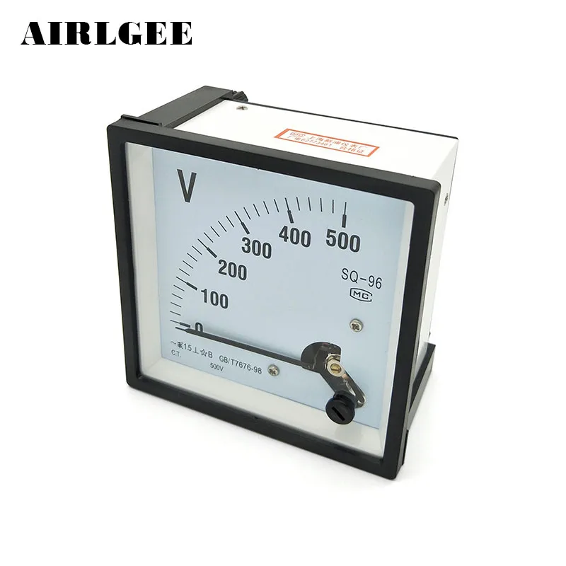 96mmX96mm AC 0 500V Zero Setting Square Plastic Case Analog Volt Test