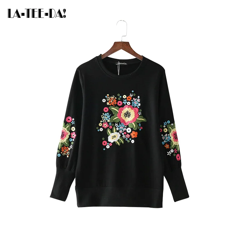 New Embroidery Hoodies Women Pullovers Sweatshirts Lady Fashion