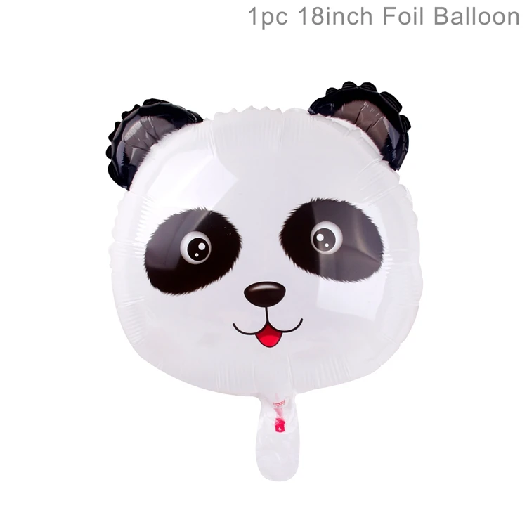 HUIRAN 18 дюймов воздушный шар из фольги в форме головы животного лиса Панда Кролик Собака каваи аксессуары вечерние шары в форме джунглей с днем рождения - Цвет: panda