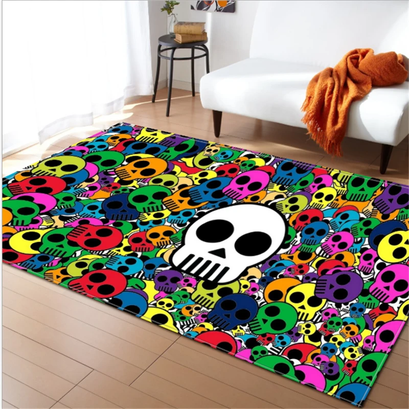 Ковер AOVOLL для гостиной, ковер с рисунком черепа, шелковистый и Эластичный Коврик для спальни и детской комнаты в современном стиле
