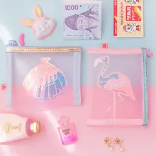 Lanzpn Прозрачный Чистая Пряжа косметички милый Фламинго в виде ракушки Ювелирная упаковка сумка карман Портмоне Мини сумка для хранения на молнии