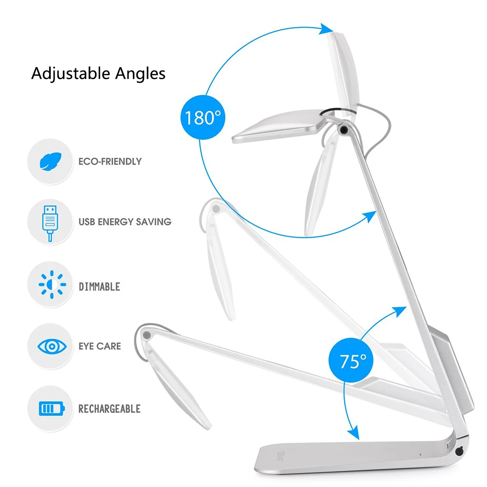  Ultrathin Mac Style 200LM LED 3 Mode Dimming Touch Switch Reading Table Lamp Built in Battery Desk 