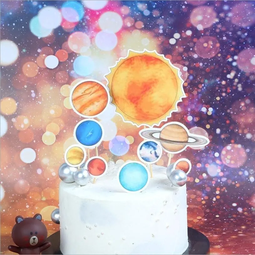 Космический набор космонавты и ракеты фольгированные шары Вселенная Галактика тематические шары День рождения Детские игрушки для душа - Цвет: cake topper2