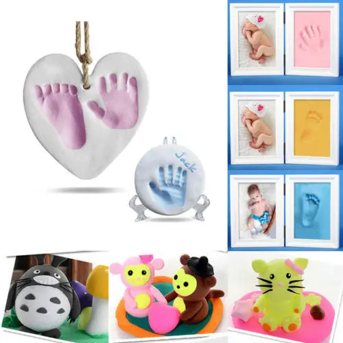 Soft Air Dry Clay Babies Hand print Footprint Imprint-Set Casting Print Keepsake