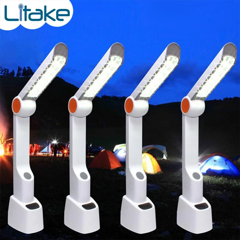 

Multifunctional Portable LED Desk Lamp Flashlight Hand Cranking Solar Charging with Phone Charger FM Radio Speaker For Camping