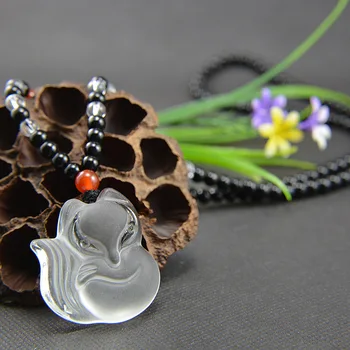 

JoursNeige White Crystal Fine Carved Cute Fox Pendants Crystal Color Beads Sweater Necklace Fashion Amulet Lucky for Women