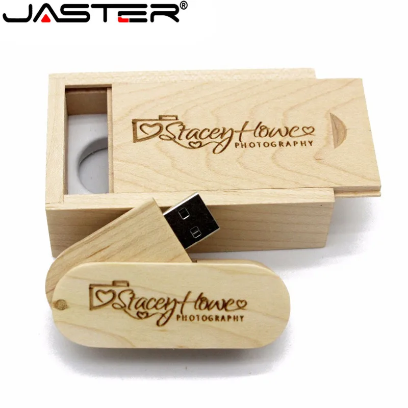 JASTER(более 10 шт бесплатный логотип) Вращающийся деревянный usb+ коробка USB флэш-накопитель Флешка 8 Гб 16 г 32 Гб U диск фотография свадебный подарок