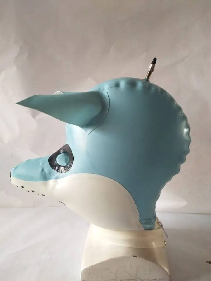 

Latex Rubber Fashion Fox inflatable mask Hood Double layer Size XXS~XXL