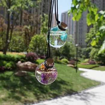 

Car Pendant Glass Perfume Empty Hanging Bottle With Flower Auto Interior Decoration Perfume Container With Wood Cap Ornaments 4