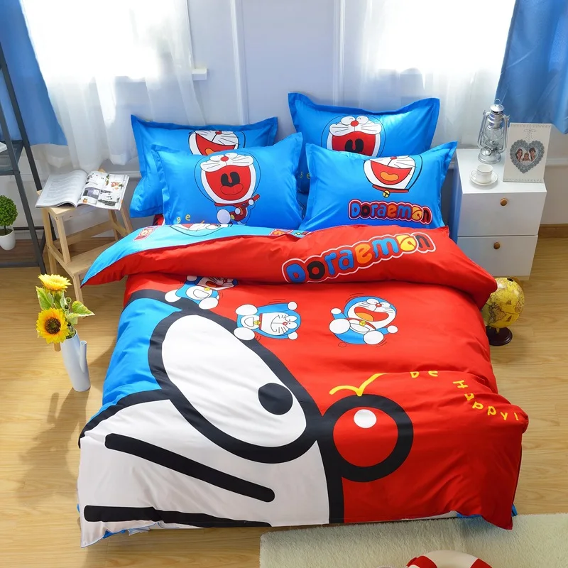 3D Cartoon Doraemon Bedding Set for Kids Boys Girls Duvet Cover+ Bed