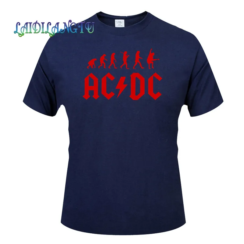 Новинка 2018New Camisetas AC/DC band rock Футболка мужская acdc футболки с рисунками Повседневная футболка с круглым вырезом в стиле хип-хоп короткий рукав хлопковый топ - Цвет: Navy
