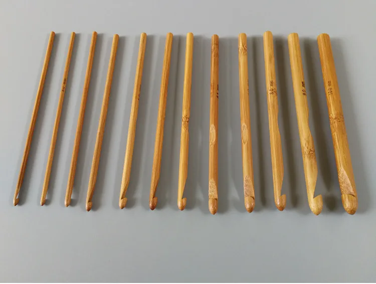 Бамбуковый вязальный крючок вязальный инструмент ручная текстильная машина спицы высокого качества 12 шт./компл. 3 мм-10 мм DIY вязальный инструмент