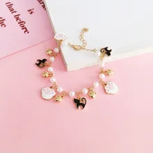 Тренд черный котенок жемчужный ювелирный браслет с застежкой Лобстер подружки розовая собачья лапа кошка лапа любовь Модный маленький свежий браслет j