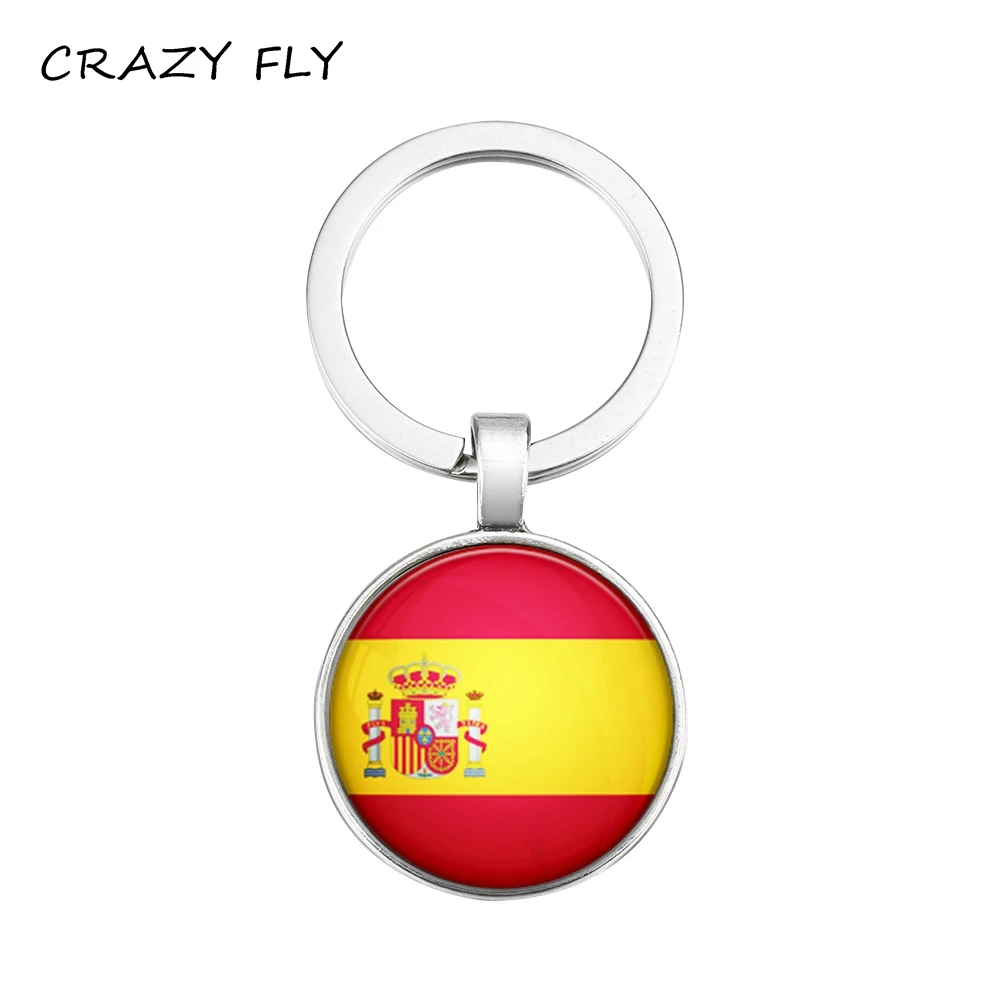 Магазин CRAZY FLY стеклянный брелок для ключей с флагом Испании узор металлический