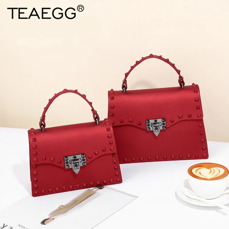 

TEAEGG 2019 New Women Messenger Bags Luxury Handbags Women Bags Designer Jelly Bag Shoulder Bag Females PU Leather Handbags