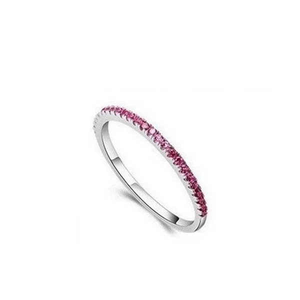 Супер образец кольцо однорядные Стразы Для женщин Обручение кольцо Размер 4/5/6/7/8/9/10/11/12/13 1 шт./лот, белый, фиолетовый, розовый - Цвет основного камня: size 8      pink