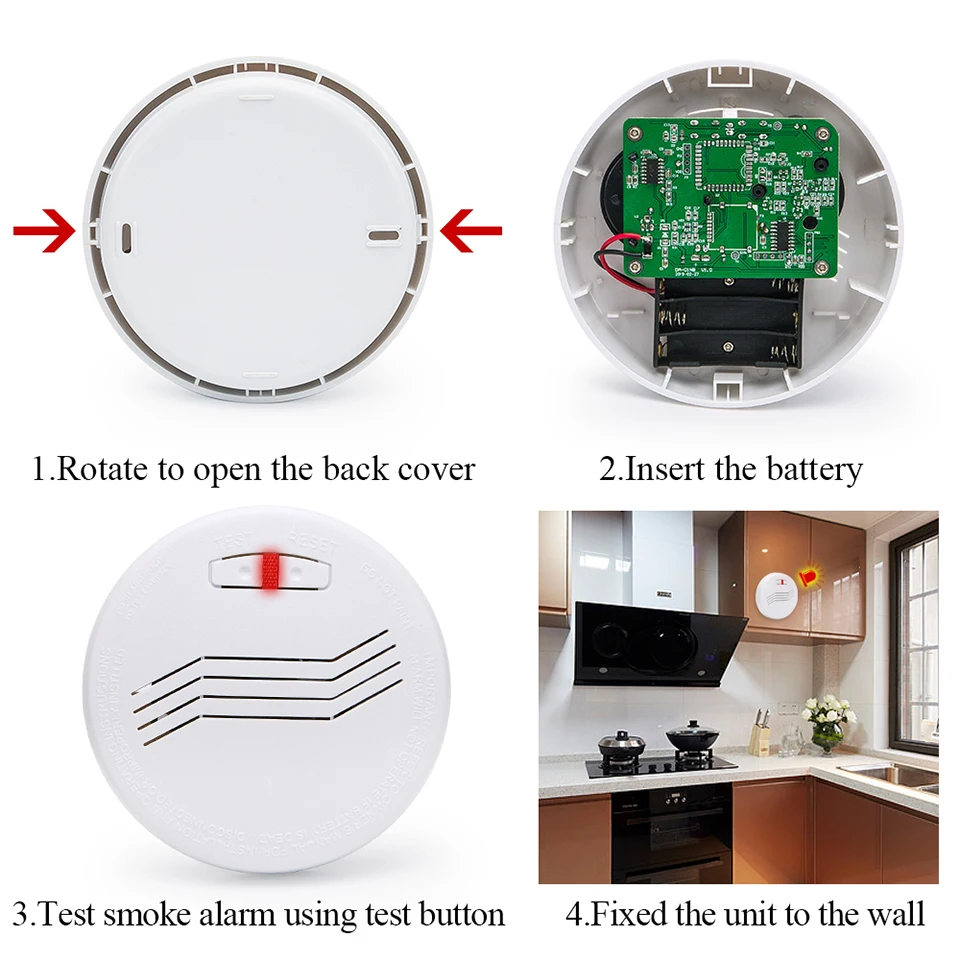 DAYTECH беспроводной датчик для дымоуловителя пожарной сигнализации 10 лет батарея для кухня/ресторан/дома/школы охранной сигнализации
